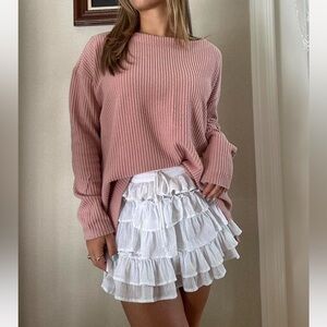 Pale pink oversized thermal sweater